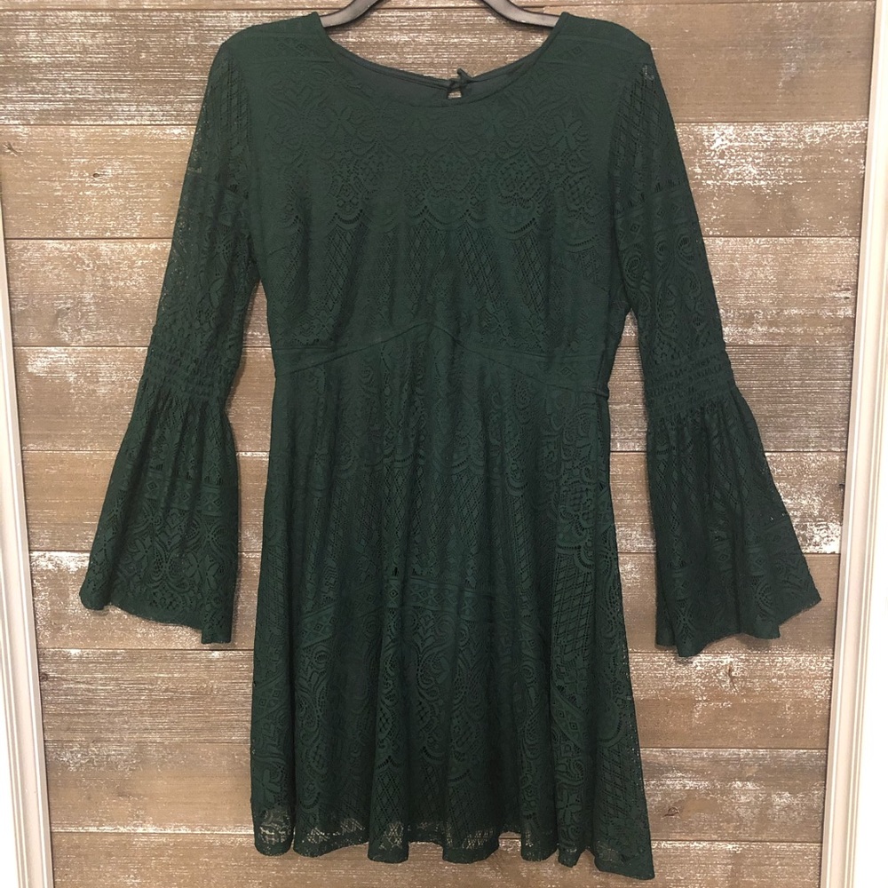 MY MICHELLE- Lace Dark Forest Green Dress